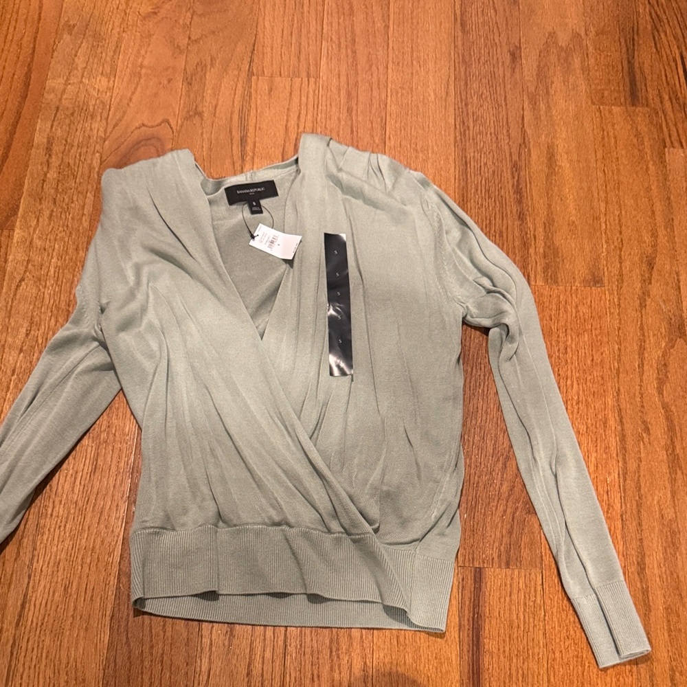Banana Republic Sage Green V-Neck Sweater